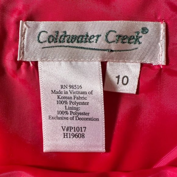 NWOT Coldwater Creek red sleeveless satin midi dress with black ribbon s… - Picture 6 of 7